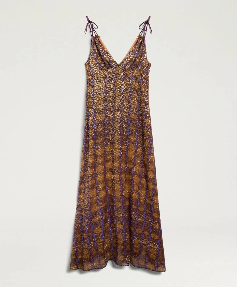 DULCE DRESS IN FIL COUPÉ - CARAMELLO/ORO/VIOLA