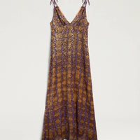 DULCE DRESS IN FIL COUPÉ - CARAMELLO/ORO/VIOLA