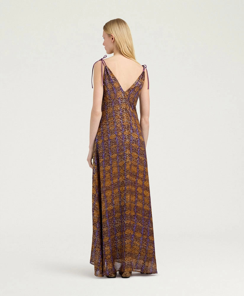 DULCE DRESS IN FIL COUPÉ - CARAMELLO/ORO/VIOLA
