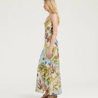 INCANTO DRESS IN PRINTED CREPE DE CHINE - CREAM MULTICOLOR