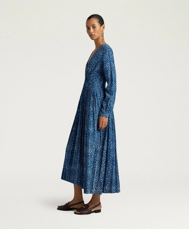 JUREMA DRESS IN INDIGO PRINTED VOILE