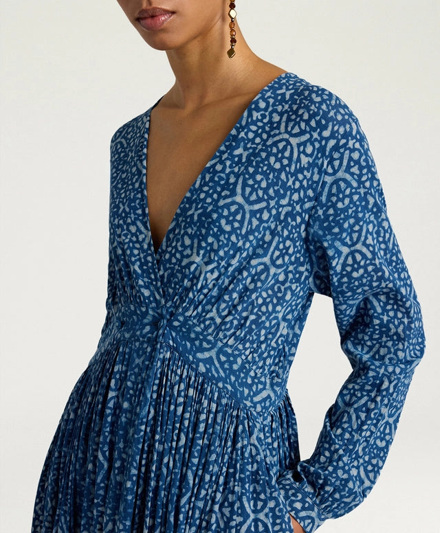JUREMA DRESS IN INDIGO PRINTED VOILE