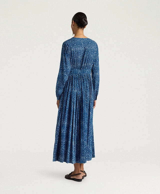 JUREMA DRESS IN INDIGO PRINTED VOILE