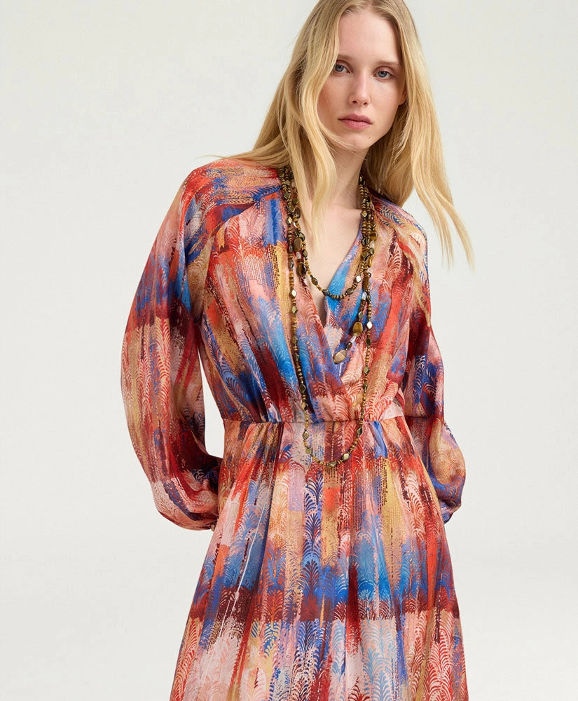 LUNO DRESS IN PRINTED HABUTAI