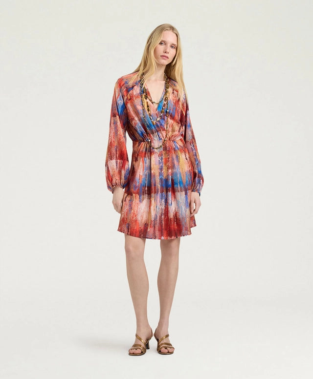 LUNO DRESS IN PRINTED HABUTAI