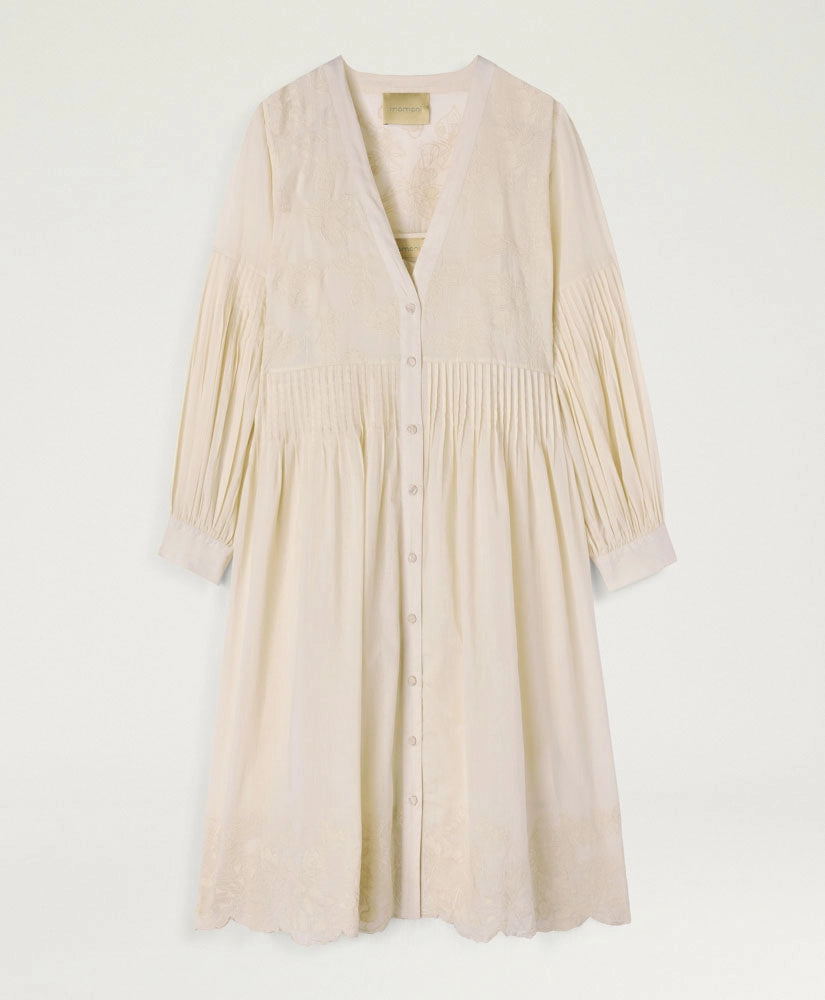 ELPASO BIS DRESS IN EMBROIDERED VOILE - BEIGE