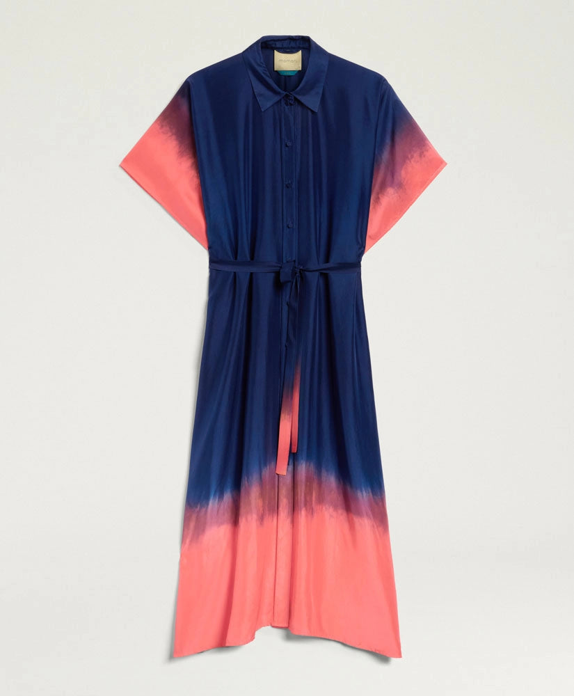 LOMA DRESS IN TIE DYED HABUTAI - BLUE/MAUVE