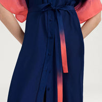 LOMA DRESS IN TIE DYED HABUTAI - BLUE/MAUVE