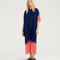 LOMA DRESS IN TIE DYED HABUTAI - BLUE/MAUVE