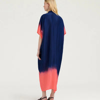 LOMA DRESS IN TIE DYED HABUTAI - BLUE/MAUVE