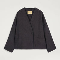 ASTRE JACKET IN LINEN - CHARCOAL GRAY