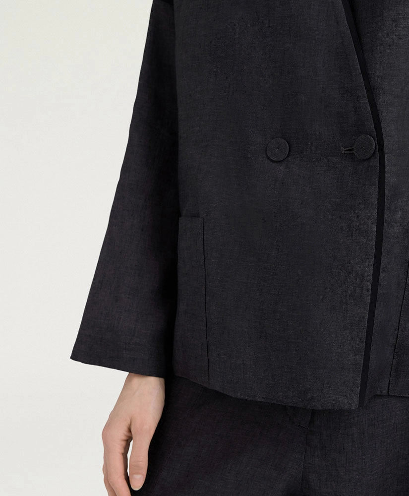 ASTRE JACKET IN LINEN - CHARCOAL GRAY