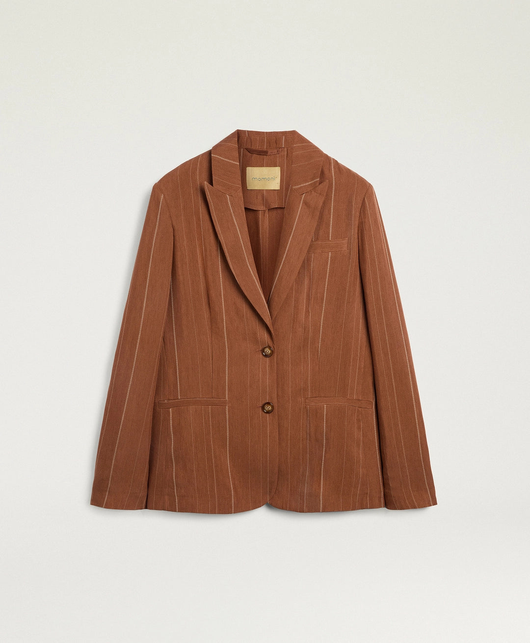 CALICHE JACKET IN PINSTRIPE LINEN/VISCOSE - BURNT SIENA