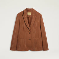 CALICHE JACKET IN PINSTRIPE LINEN/VISCOSE - BURNT SIENA