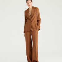 CALICHE JACKET IN PINSTRIPE LINEN/VISCOSE - BURNT SIENA