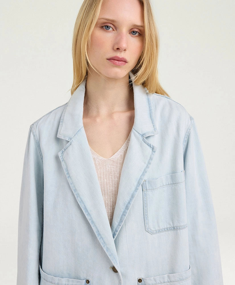NAYA JACKET IN BLEACHED DENIM - SKY BLUE