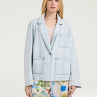 NAYA JACKET IN BLEACHED DENIM - SKY BLUE
