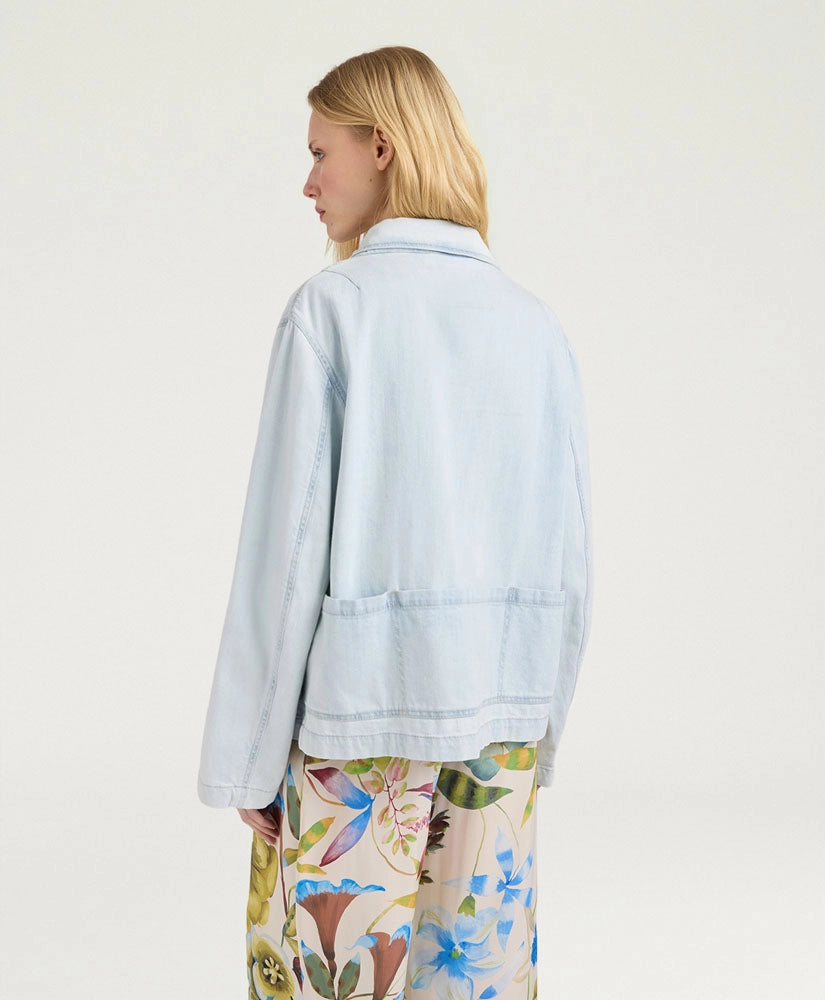 NAYA JACKET IN BLEACHED DENIM - SKY BLUE