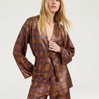 CHAMA CARDIGAN IN PRINTED LUREX - BURNT/PURPLE