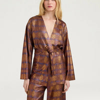 CHAMA CARDIGAN IN PRINTED LUREX - BURNT/PURPLE