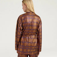 CHAMA CARDIGAN IN PRINTED LUREX - BURNT/PURPLE
