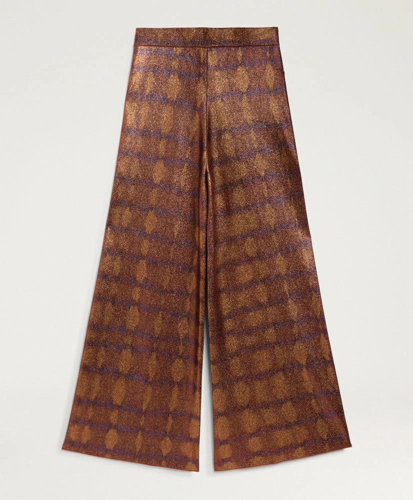ANSELMO PANTS IN PRINTED LUREX - BURNT/PURPLE