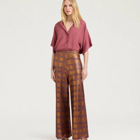 ANSELMO PANTS IN PRINTED LUREX - BURNT/PURPLE