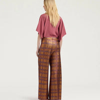 ANSELMO PANTS IN PRINTED LUREX - BURNT/PURPLE