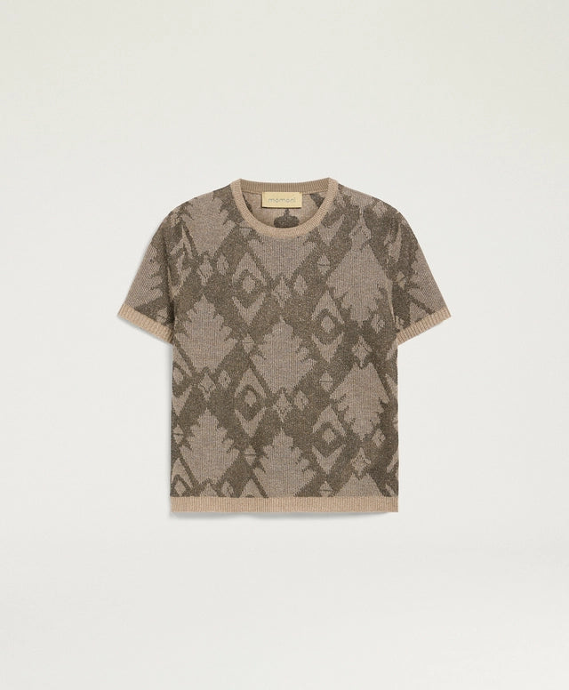 BRUMA T-SHIRT IN JACQUARD - GREEN MULTICOLOR
