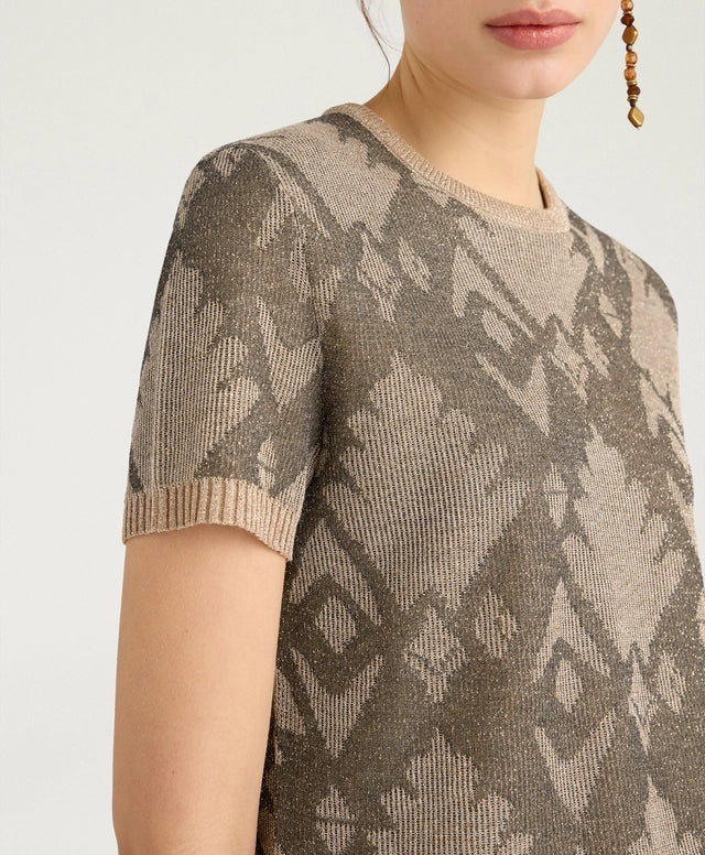 BRUMA T-SHIRT IN JACQUARD - GREEN MULTICOLOR