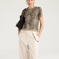 BRUMA T-SHIRT IN JACQUARD - GREEN MULTICOLOR