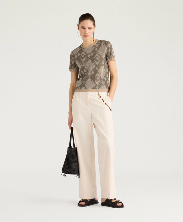 BRUMA T-SHIRT IN JACQUARD - GREEN MULTICOLOR