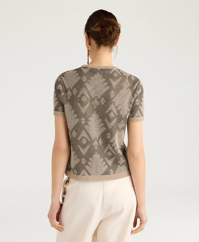 BRUMA T-SHIRT IN JACQUARD - GREEN MULTICOLOR