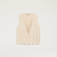 LEON GILET IN MIXED STITCH - CREAM