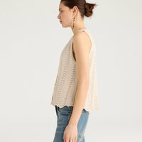 LEON GILET IN MIXED STITCH - CREAM