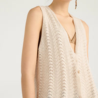 LEON GILET IN MIXED STITCH - CREAM