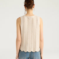 LEON GILET IN MIXED STITCH - CREAM