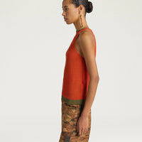 CARY TOP IN LINEN - ORANGE