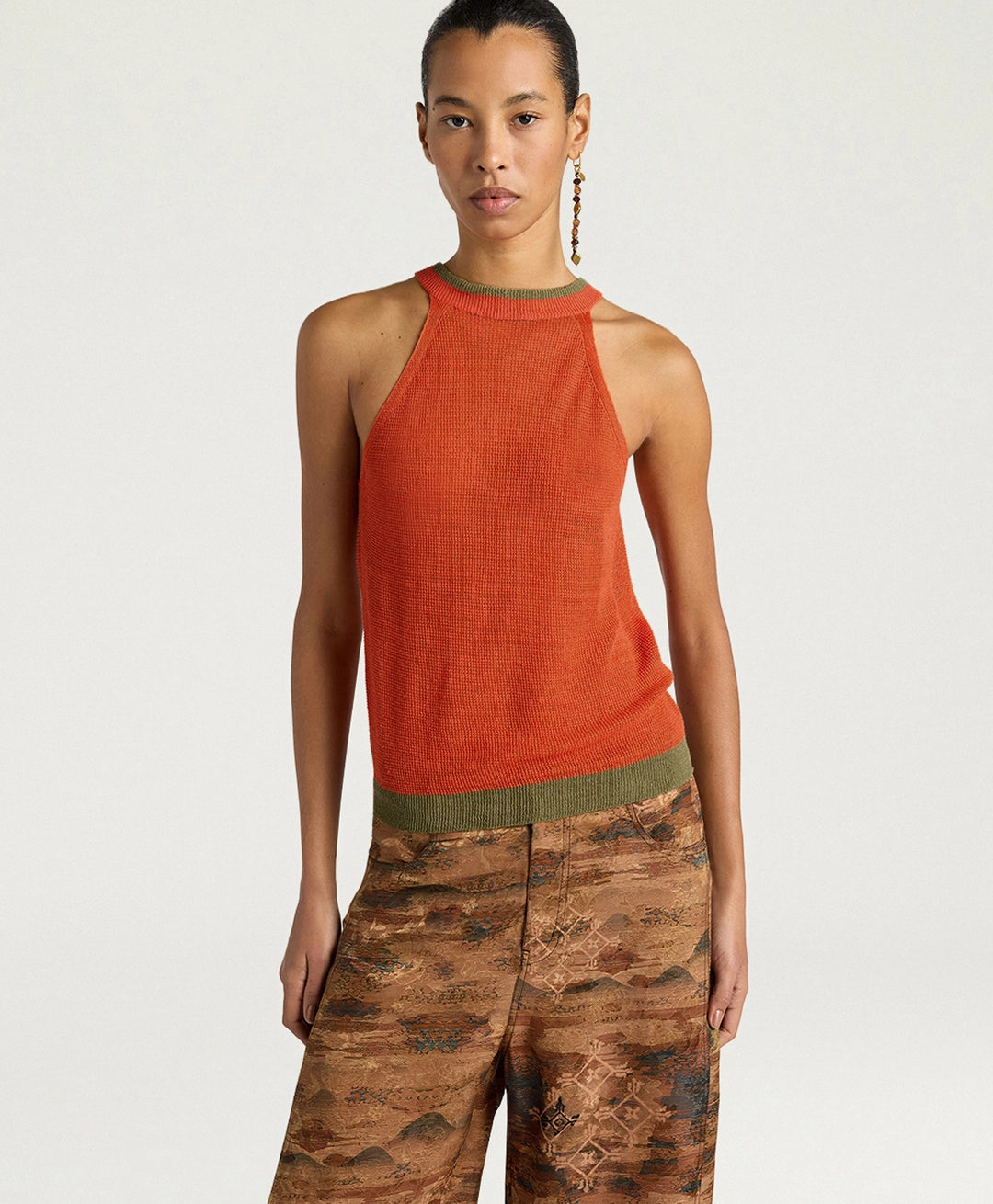 CARY TOP IN LINEN - ORANGE