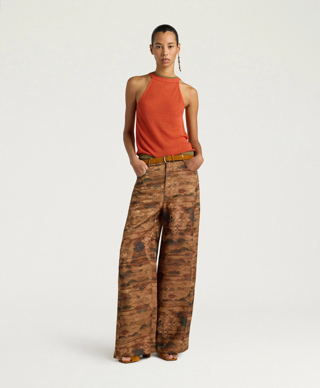 CARY TOP IN LINEN - ORANGE