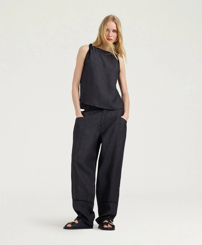SILVERADO PANTS IN LINEN - CHARCOAL GRAY