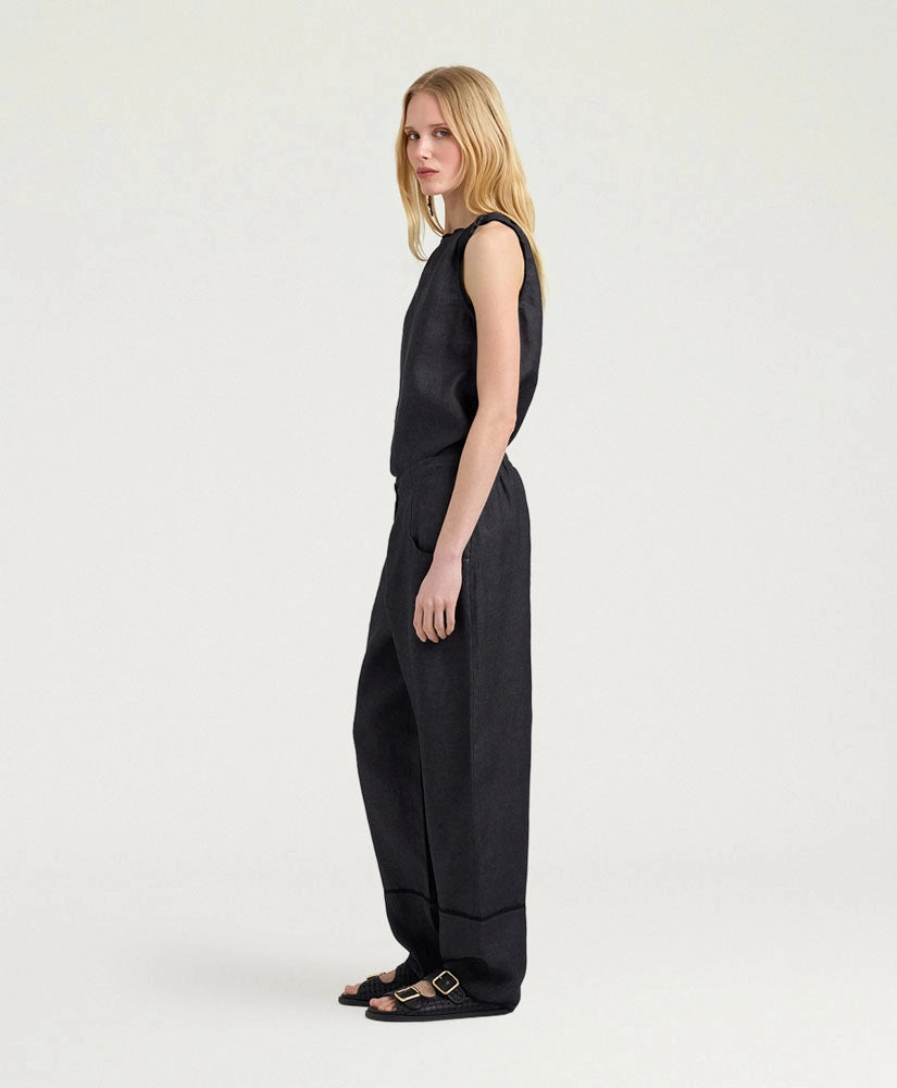SILVERADO PANTS IN LINEN - CHARCOAL GRAY