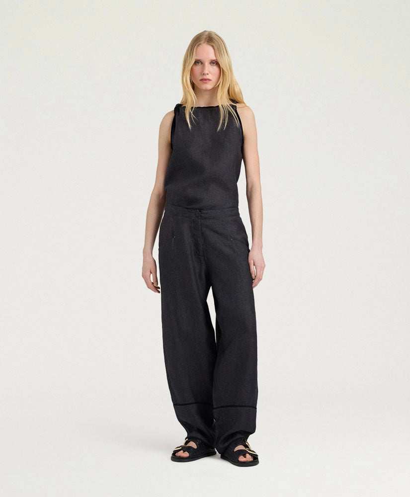 SILVERADO PANTS IN LINEN - CHARCOAL GRAY