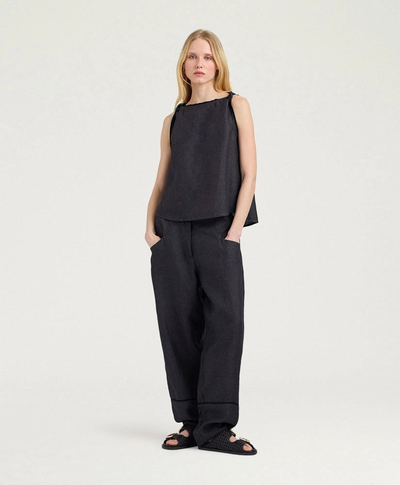SILVERADO PANTS IN LINEN - CHARCOAL GRAY