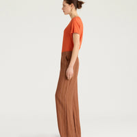 ROMERO PANTS IN PINSTRIPE LINEN/VISCOSE - BURNT SIENA