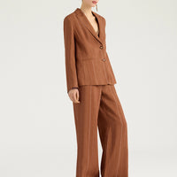 ROMERO PANTS IN PINSTRIPE LINEN/VISCOSE - BURNT SIENA