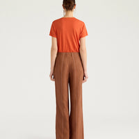 ROMERO PANTS IN PINSTRIPE LINEN/VISCOSE - BURNT SIENA