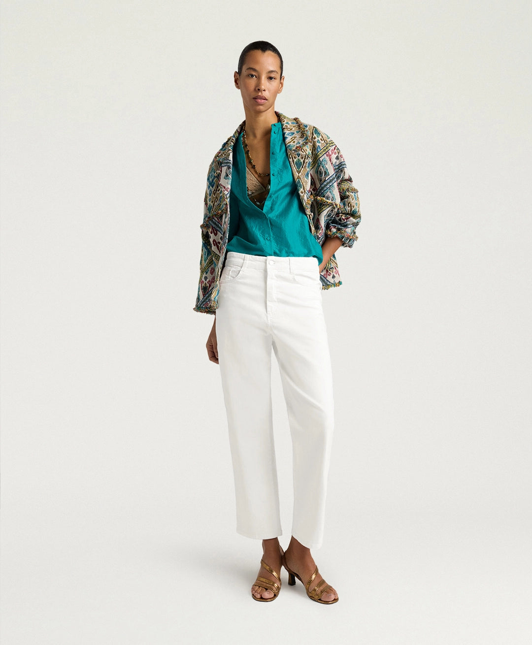 AIDAN PANTS IN STRETCH ECRU DENIM - WHITE