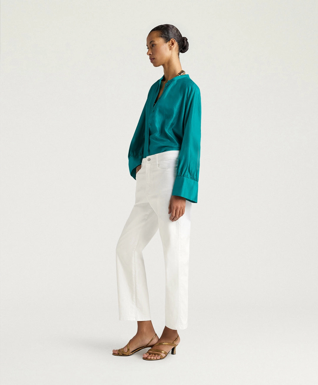 AIDAN PANTS IN STRETCH ECRU DENIM - WHITE