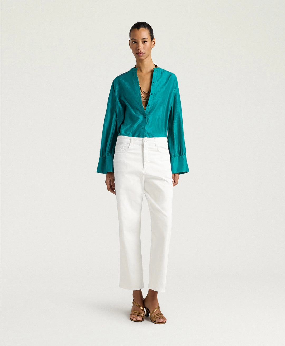 AIDAN PANTS IN STRETCH ECRU DENIM - WHITE